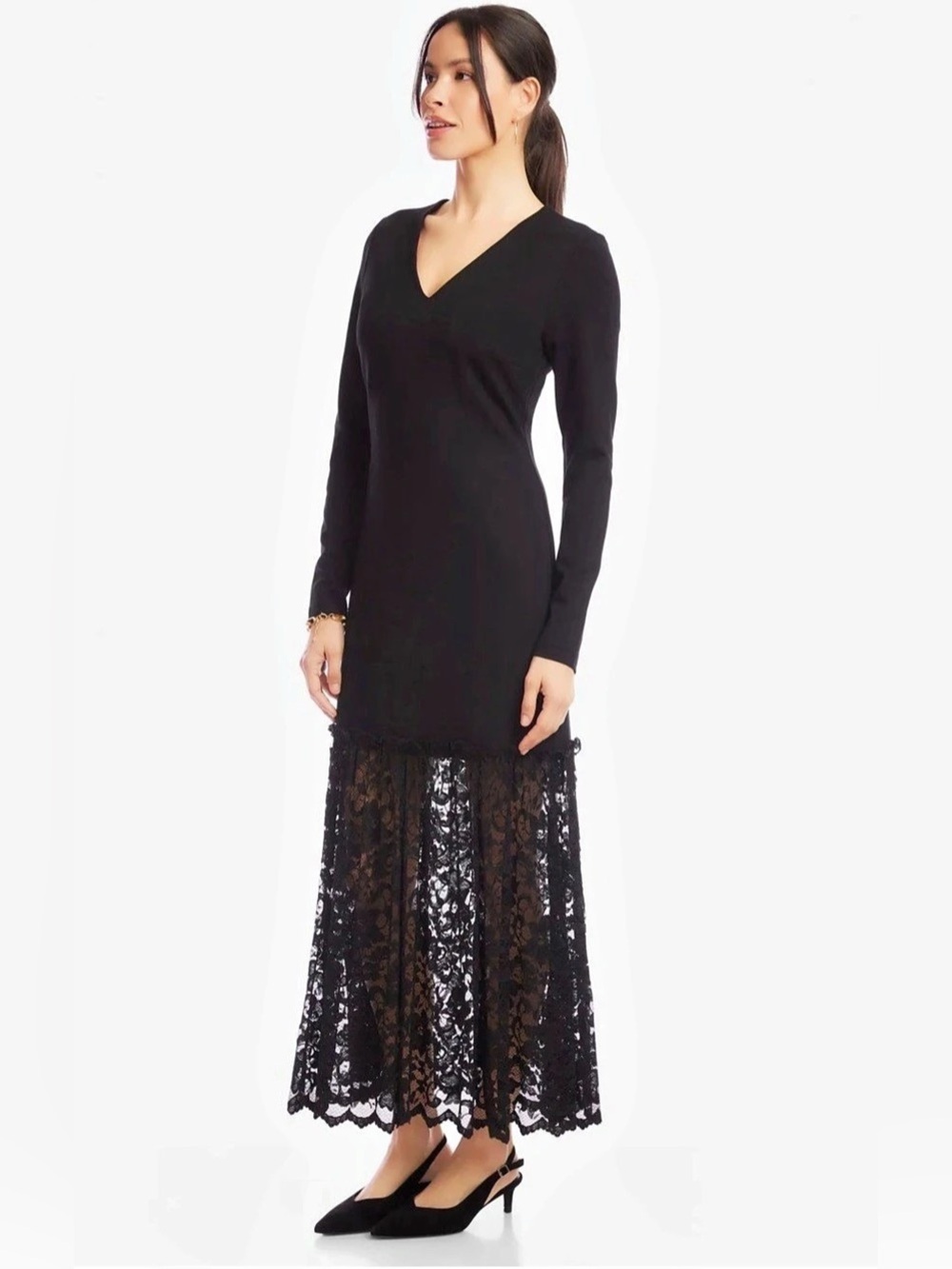 NWT $218 Karen Kane Black Lace Maxi Dress Size Small